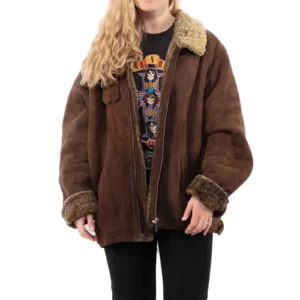 Vintage 90's Women Sheepskin Jacket Brown