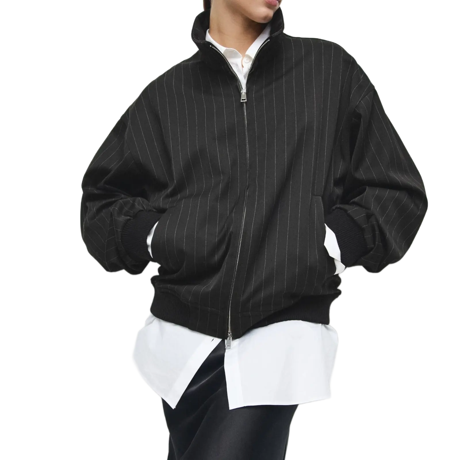 Pinstripe Bomber Jacket