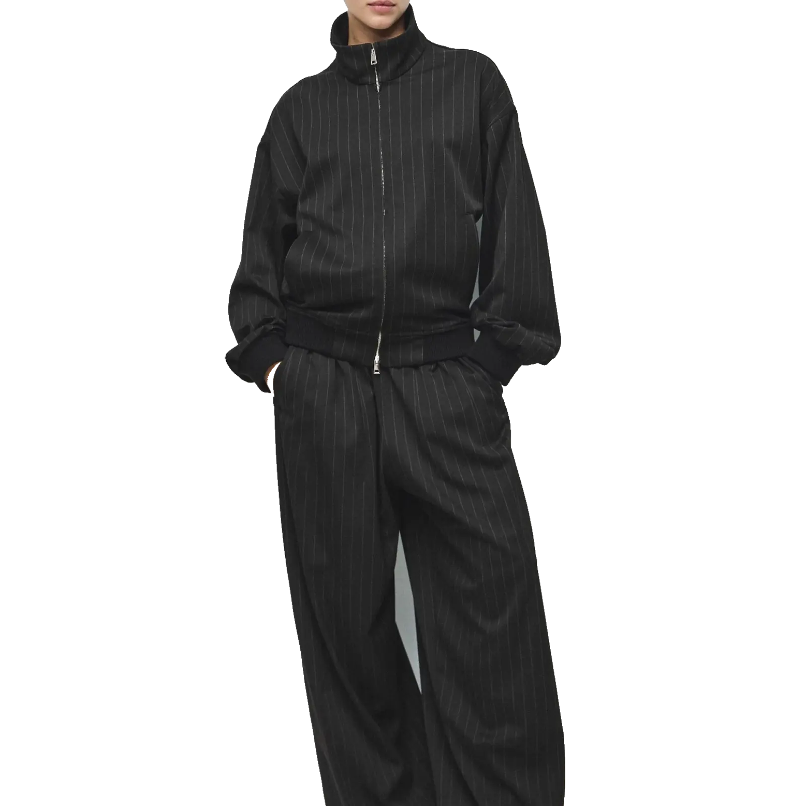 Pinstripe Bomber Jacket - Image 2